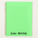 Neon Mint Colour | Modern Black Personalised Scrip Planner<br><div class="desc">Neon Mint Colour Background and Modern Black Personalised Script,  Name ,  Last Name Classic | Simple | Elegant | Professional | Bussines</div>