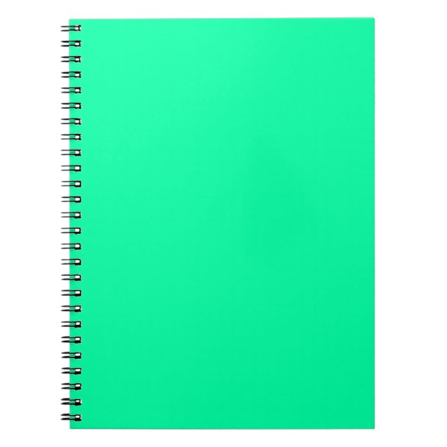 Neon Mint Solid Colour Minimalist Notebook (Front)