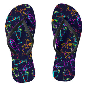 Neon Mixed Drinks Cocktails on Black Jandals