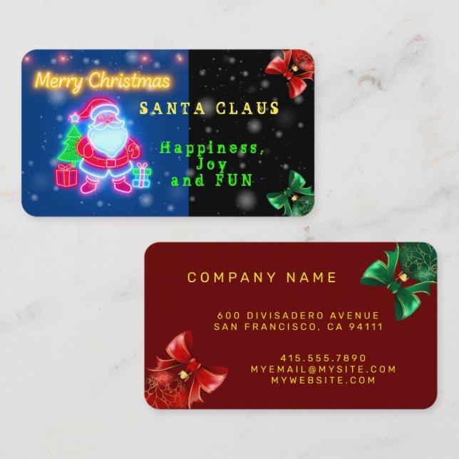 Neon Modern Christmas Holiday Collection Business Card (Front/Back)