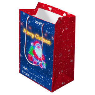 Neon Modern Christmas Holiday Collection Medium Gift Bag