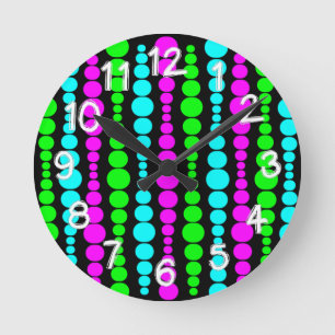 Neon Modern Rectangles Round Clock