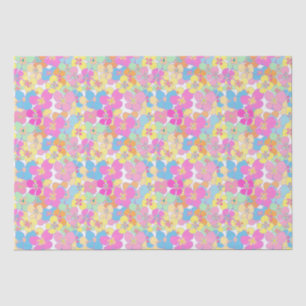 Neon Modern Retro Floral Pansy Pink Tissue Paper