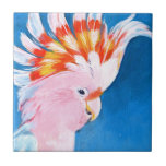 Neon Mohawk - Pink Cockatoo Tile<br><div class="desc">Neon Mohawk II by Jennifer Paxton Parker. A pink cockatoo rocks a fun,  neon-coloured mohawk | 162733Z</div>