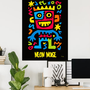 Neon Monster Poster – Pop Art Halloween Design