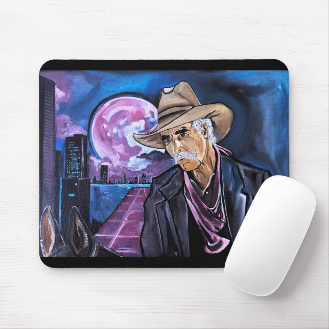 Neon Moon Painting by Alfred Fox Mouse Pad (With Mouse)
