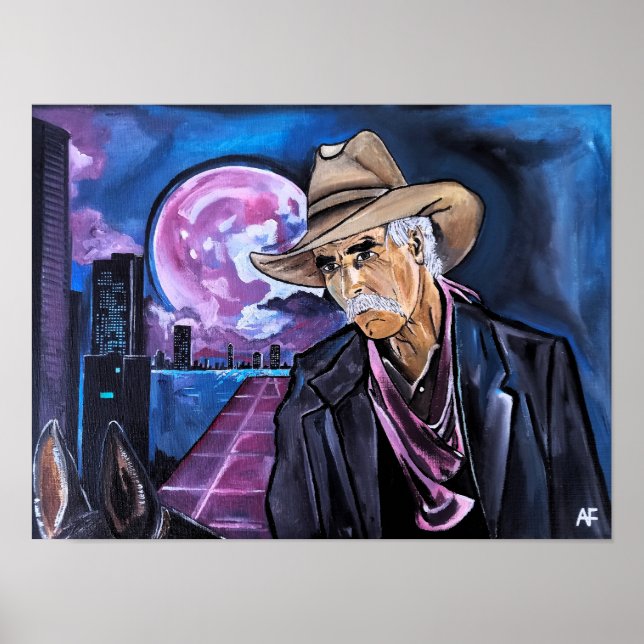 Neon Moon Painting by Alfred Fox Poster (Front)
