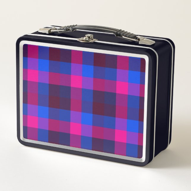 Neon mosaic fusion  metal lunch box (Front)