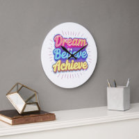 Neon motivational quote 'Dream believe achieve'