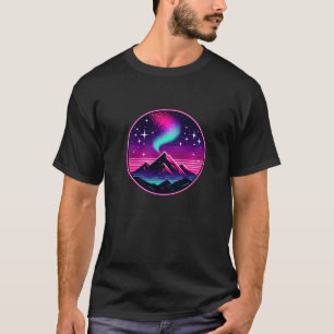 Neon Mountain Under Starry Sky – Futuristic Night  T-Shirt