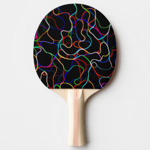 Neon Multicolor Lines Ping Pong Paddle