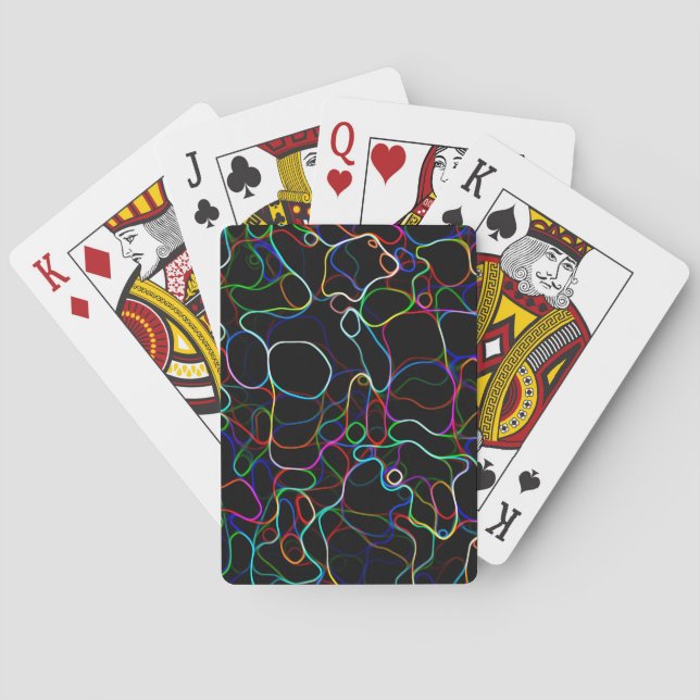 Neon Multicolor Lines Playing Cards (Back)