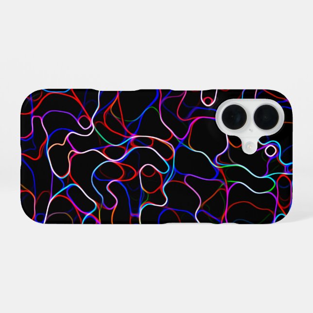 Neon Multicolored Curvy Line Pattern -COOL iPhone 16 Case (Back Horizontal)