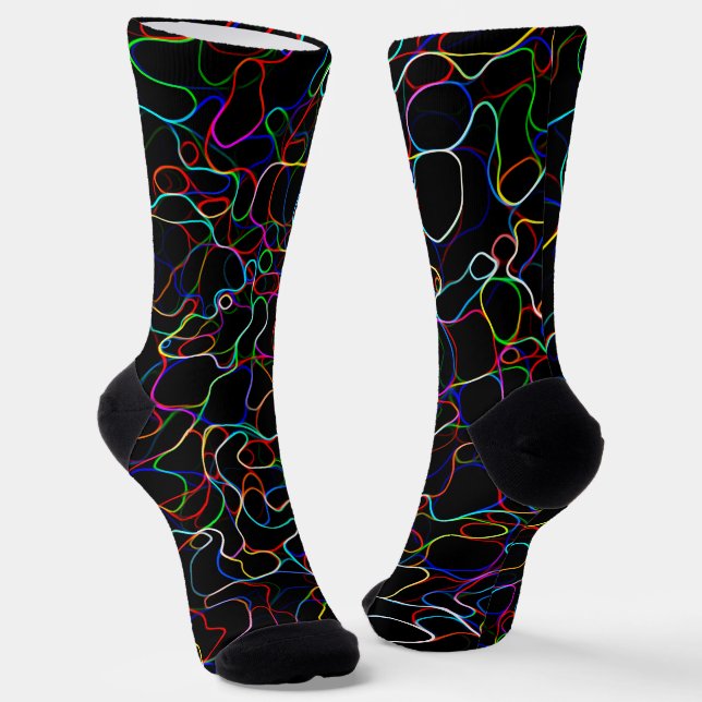 Neon Multicolored Curvy Line Pattern -COOL Socks (Angled)