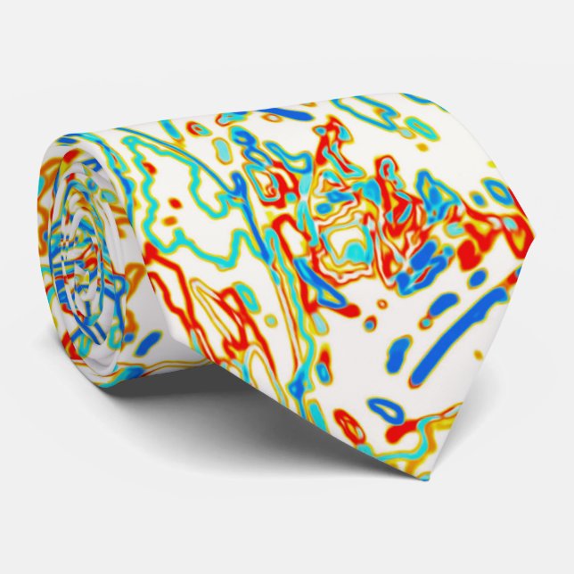 Neon Multicolored Curvy Line Pattern -COOL Tie (Rolled)