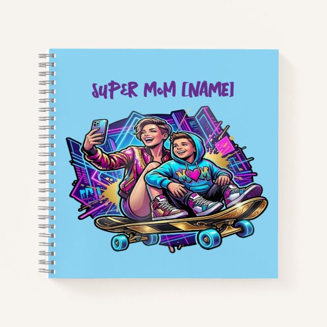  Neon Mum & Son Spiral Notebook (Front)