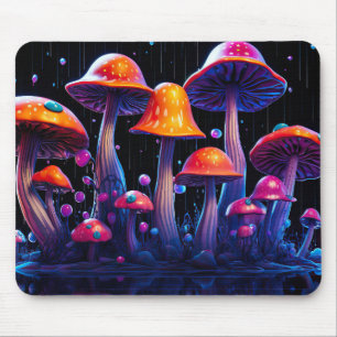 Neon mushroom in psychedelic style Mouse Pad
