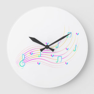 Neon musical note wave clipart large clock