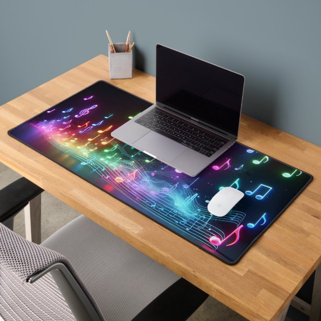Neon Musical Notes  Desk Mat (Office 2)