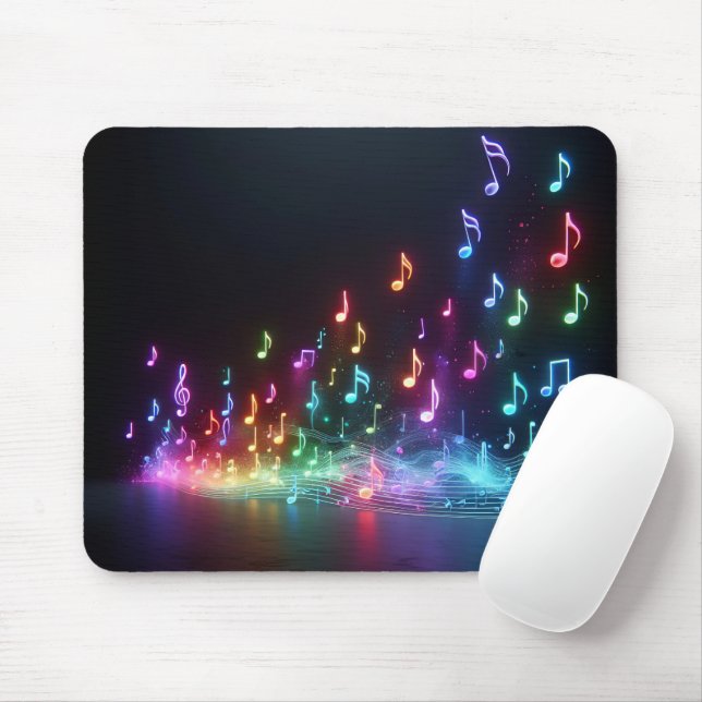 Neon Musical Notes  Mouse Pad (With Mouse)