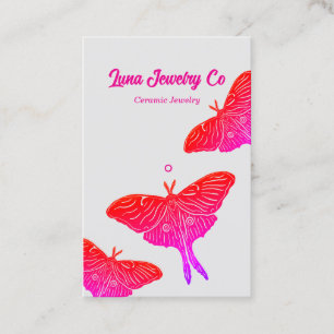 Neon Mystical Luna Moth Jewelry Pin Business Card 