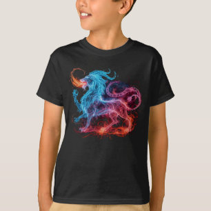 Neon Mythical Chimera Lion Glow Magical Fantasy T-Shirt