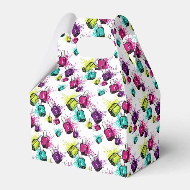 Neon Nail Polish Pattern Favour Box (Front Side)