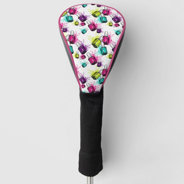 Neon Nail Polish Pattern Golf Head Cover (Front)
