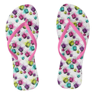 Neon Nail Polish Pattern Jandals