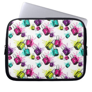 Neon Nail Polish Pattern Laptop Sleeve