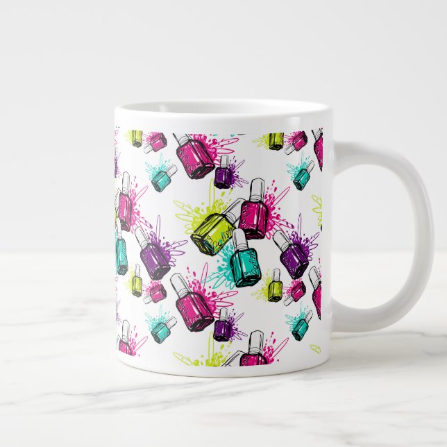 Neon Nail Polish Pattern Large Coffee Mug (Right)