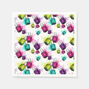 Neon Nail Polish Pattern Napkin