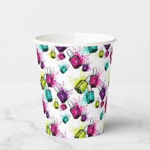 Neon Nail Polish Pattern Paper Cups