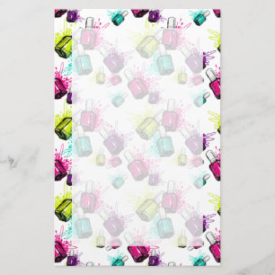 Neon Nail Polish Pattern Stationery