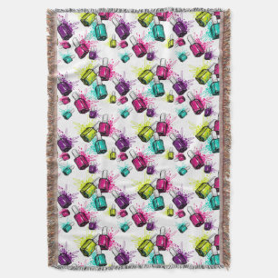 Neon Nail Polish Pattern Throw Blanket