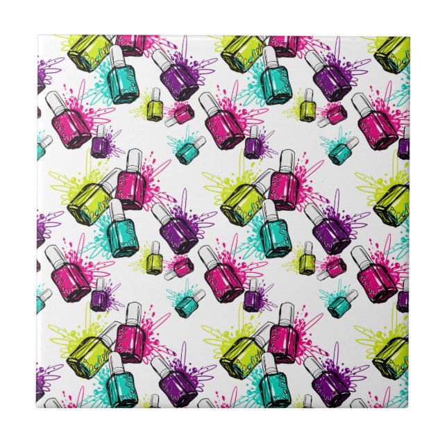 Neon Nail Polish Pattern Tile (Front)