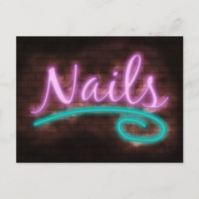 Neon Nails Sign Postcard (Front)