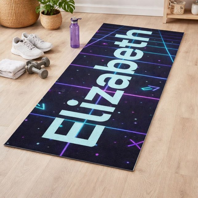 Neon Name Retro 80s  Yoga Mat (Creator Uploaded)