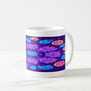 : Neon Neko Citrus Mandala   Coffee Mug