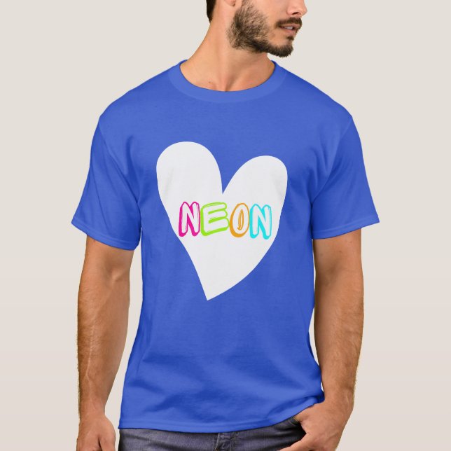 Neon Neon Heart WHT T-Shirt (Front)