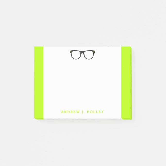 Neon Nerdy Black Glasses Custom Post-It Post-it Notes (Front)