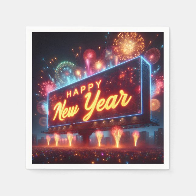 Neon New Year Billboard Napkin (Front)