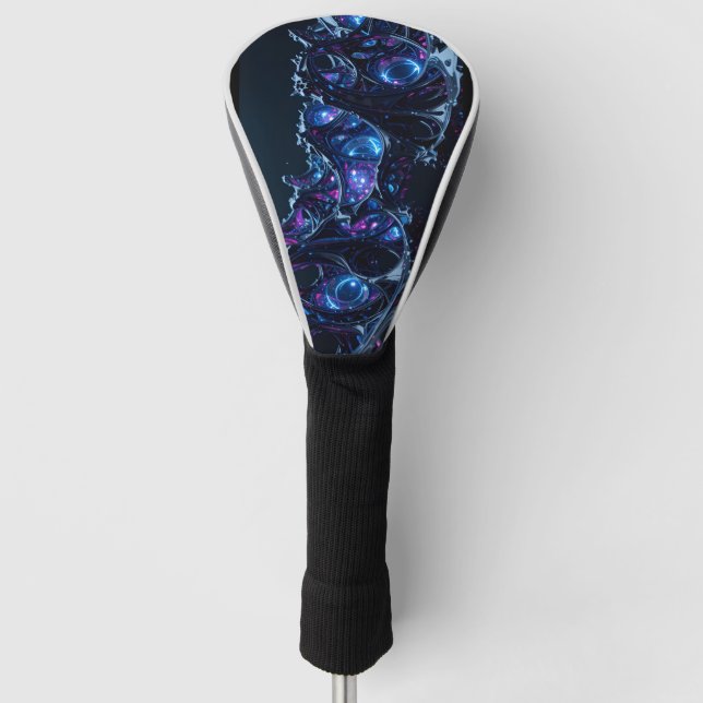 Neon Nexus: Interwoven Techno-Organic Structure Golf Head Cover (Front)