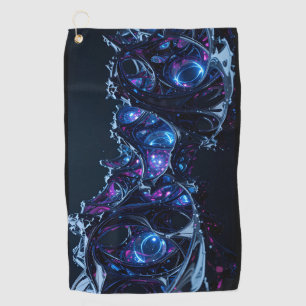 Neon Nexus: Interwoven Techno-Organic Structure Golf Towel