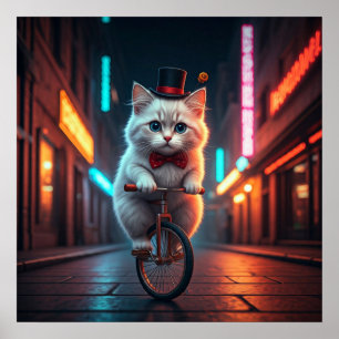 Neon Nights, Feline Flights Poster