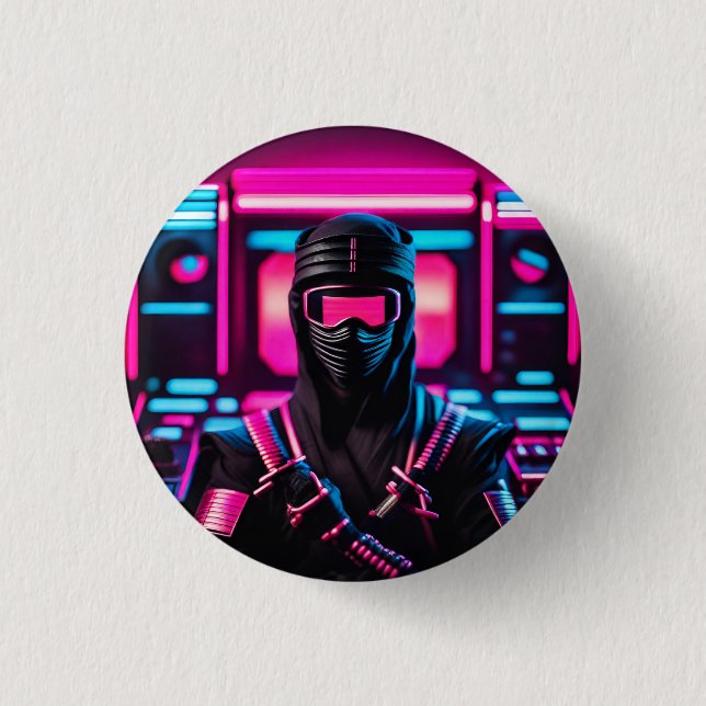 neon ninja 3 cm round badge (Front)