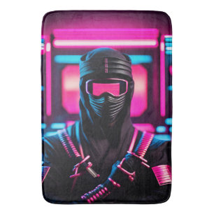 neon ninja bath mat