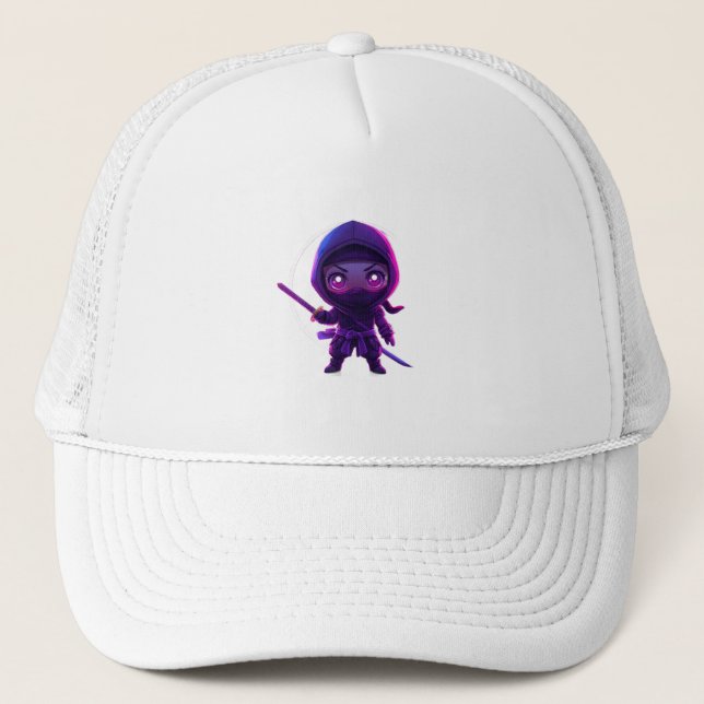 Neon Ninja – Cute Cyberpunk Style Character Trucker Hat (Front)