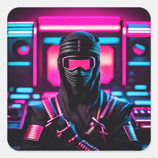 neon ninja square sticker (Front)