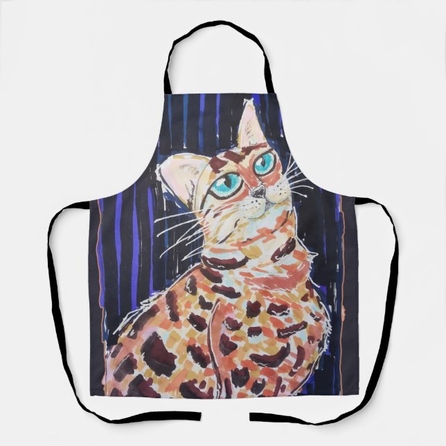 Neon Noir Bengal Cat Apron (Front)